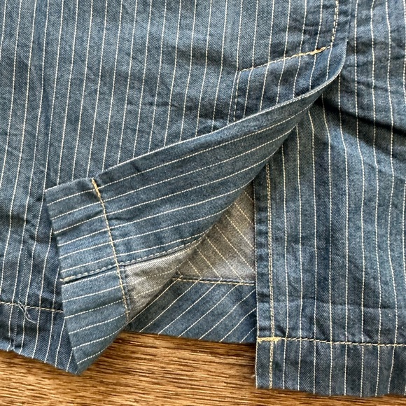 City Blues by Koret blue Jean denim striped midi skirt with back slit SZ 14P - Picture 4 of 5
